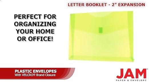 Lime Green Velcro Closure 2 inch Expansion Letter Booklet Plastic Envelopes