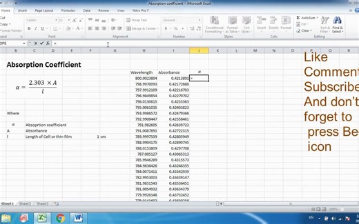 how to calculate absorption coefficient from absorbance