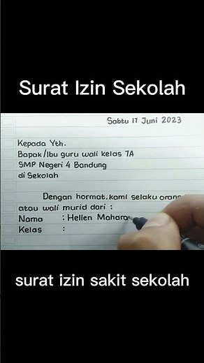 Surat Izin Sekolah Contoh surat dengan tulisan tangan