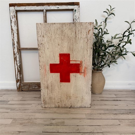 Vintage Red Cross Box | Rustic First Aid Storage Chest | Distressed Farmhouse Medical Decor With Compartments | 1940s-1960s - Etsy