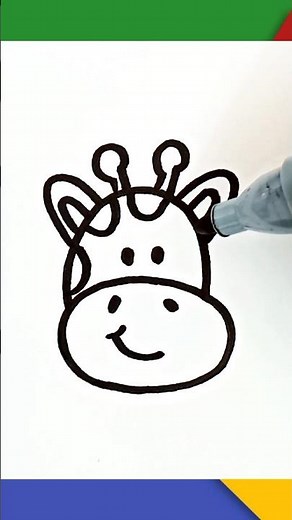 Step-by-Step Giraffe Face Drawing 😍💕 #drawing #painting #shorts