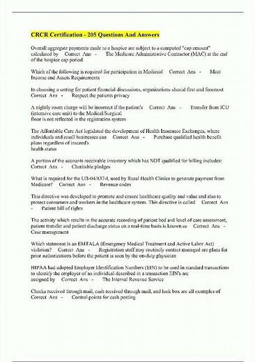 Latest CRCR Certification 205 Questions And Answers video