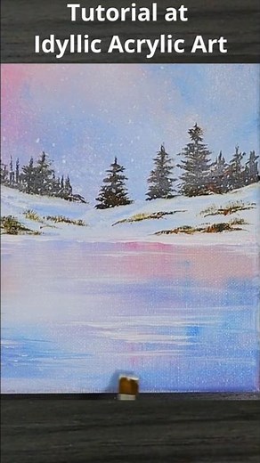 Satisfying winter landscape acrylic painting #acrylicpainting #painting #satisfying