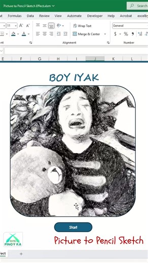 PICTURE TO PENCIL SKETCH #excelbyromeocostillas #excel #exceltagalog #exceintheworkplace #excelpinoy #exceltips #exceltricks #boyiyak #boyiyakinmotovlogchallenge #BoyIyakinMotoVlogFandom #boyiyakmoment #fblifestylechallenge #fblifestyletyle | MS Excel Tutorial by RCostillas