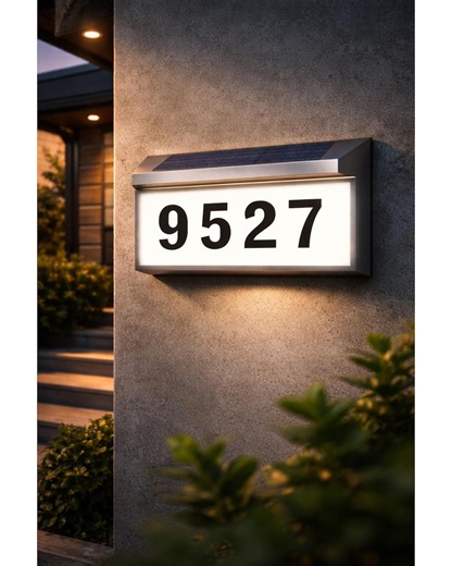 Solar Address Sign, Lighted Outdoor Waterproof House Numbers, Illuminated Plaque DL1006ZZ - Etsy