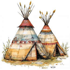Native Indian Village PNG Clipart, 12x Teepee Camp Landscape Clip Art Set, Printable Watercolor Clipart, Paper Crafts, Digital Download - Etsy