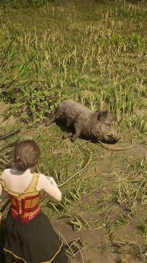 INSANE RDR2 Gameplay! Brave Girl’s WILD Wild Boar Chase & Capture Attempt #shorts #gaming