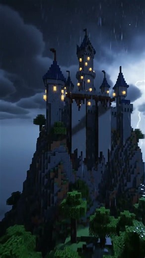 Minecraft Lightning Storm Over Mountain Castle ⚡#Minecraft #LightningStorm #MinecraftCinematic