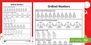 Christmas Ordinal Numbers Worksheet
