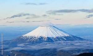 Top of Mt. Fuji. Bird eyes view of big and high mountain Fuji of Japan