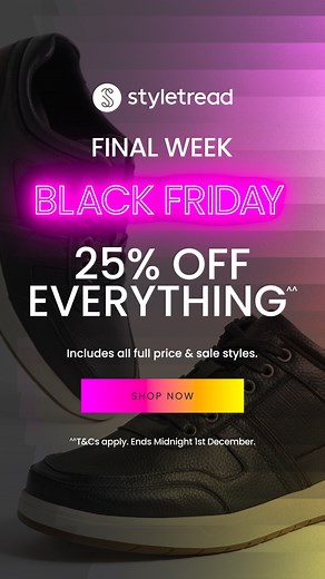 Black Friday Sale — FINAL WEEK ALERT! 🚨 Enjoy 25% off EVERYTHING! If you’ve had your eye on a pair, now's the moment to make them yours 🤩 Stock won’t last, and the countdown is officially on! Shop Now: https://tinyurl.com/2fb9x9j2 T&C's Apply. Offer ends 1st December 11:59PM AEST | Styletread