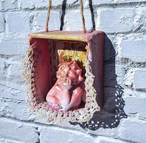 Cherub Shadow Box Folk Art Wall Decor, 3 X 4 Inch Valentine Assemblage - Etsy