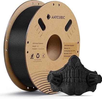 ANYCUBIC Pla Filament 1.75mm 3D Drucker Filament Pla Schwarz, 1kg Spool, Filament 3D Druckmaterialien Maßgenauigkeit +/-0,02mm