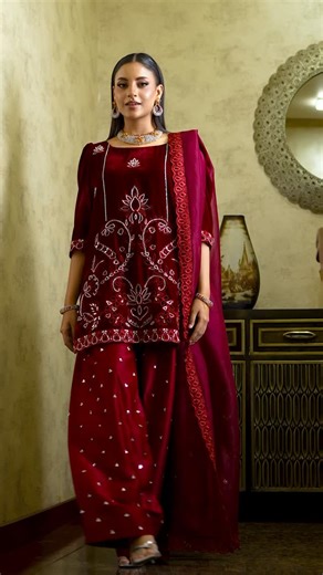 2.7K views · 543 reactions | Wrap yourself in elegance.” ✨ Our Velvet Collection embodies timeless luxury — soft to the touch, rich in color, and effortlessly sophisticated. Perfect for evenings that call for a touch of glamour, each piece drapes you in warmth and allure, making every moment feel like a statement . . , #ayeshaibrahim #newcollection #viral #velvet #velvetcollection #ordernow | Ayesha Ibrahim | Facebook