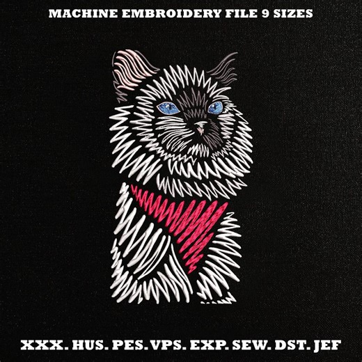 Abstract Cat Embroidery Design, Scribble Kitty Machine Embroidery File, Modern Geometric Pet Pattern, PES DST JEF, Instant Download - Etsy