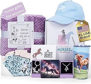 Horse Themed Gifts for Girls, Horse Gifts for Women & Teenage Girls, Cowgirl Stuff for Women, Equestrian Accessories, Horse Lover Presents, Horse Set Box Basket Stuff
