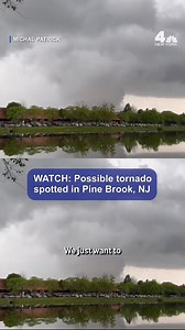 Video shared Pine Brook, New Jersey, of what appears to be a funnel cloud, possibly a tornado, during Tuesday's severe storms on Tuesday afternoon.