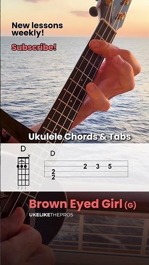 Brown Eyed Girl Ukulele INTRO Play Along 🎸 (Key of G — TAB on Screen)