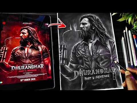 Ranveer Singh Dhurandhar 2 Drawing Sketch🔥,Ranveer Singh Drawing ,Dhurandhar Movie, Step By Step