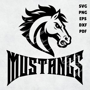 Bold Mustangs Mascot Logo | Fierce Mustang Horse Head Vector Design Svg Png Eps Pdf for Sports Teams, Schools, Shirts, Decals & Branding - Etsy
