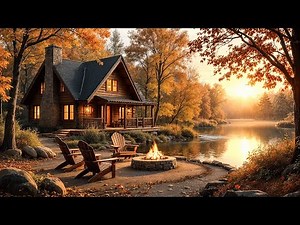 Cozy Cabin by the Lake: Fall Colors, Crackling Fire Pit, and Soothing Sounds of Nature For Relaxing
