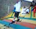 Rope ladder carnival game - WALKING BACKWARDS - How to climb the rope ladder carnival game
