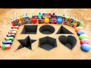 How to make Square, Circle, Triangle, Hexagon, Star & Heart with Cement, Big Coca Cola vs Mentos