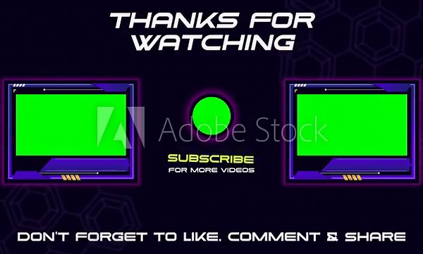 Motion graphics Game style outro video end screen for Channel, end screen template motion