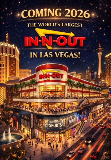 🍔A massive NEW 10,500 sq ft In-N-Out is coming to the Las Vegas Strip @lvegasbynight 📍3755 S Las Vegas Blvd Right inside the new BLVD Las Vegas complex — across from ARIA, near The Shops at Crystals and Planet Hollywood. This new location will be one of the largest In-N-Out restaurants ever built. ✨ What makes it special: • Over 10,500 sq ft of total space • Three floors • Around 8,000 sq ft of indoor dining • 2,500 sq ft outdoor patio with views of the Strip • A large In-N-Out merchandise sto