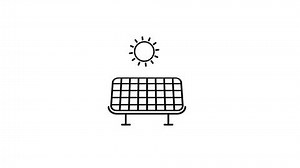 animated solar energy icon of solar power system concept.