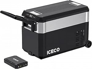 ICECO JP40 Pro 12 Volt Refrigerator, Portable Fridge with Wheels, 12V Car Freezer Powered by SECOP, DC 12/24V AC 110/240V, 40.7 Quart, -4℉～68℉, With 250Wh Magnetic Battery
