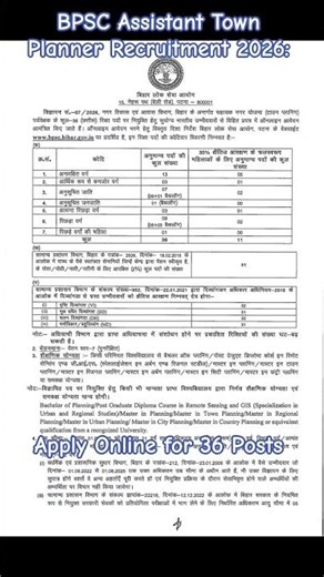 🏙️🚨 BPSC Assistant Town Planner Recruitment 2026 | 36 Vacancies | Apply Online #jobalert #sarkari