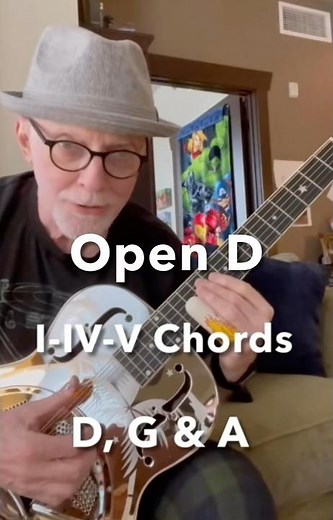 Learn the three basic chords in open D tuning: D/G/A or A7 DADF#AD
