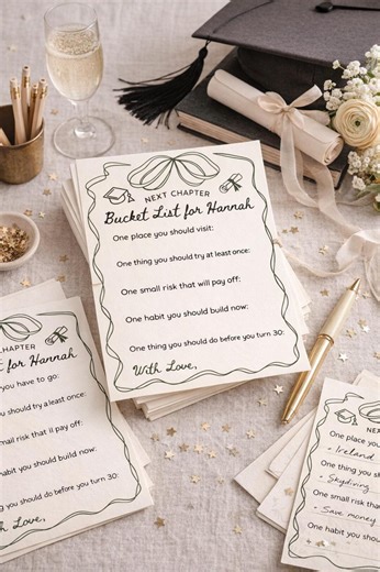 Graduation Wishes Cards for Girls- Bucket List Cards, Sets of 24 Choose Your Color - Etsy