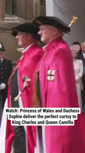 Princess of Wales and Duchess Sophie deliver the perfect curtsy to King Charles and Queen Camilla