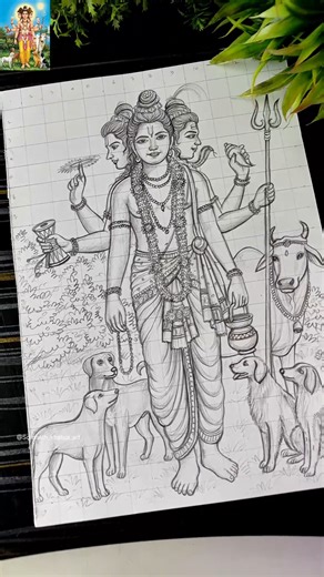 Guru Datta Drawing✍️✨, DattaTreya Jayanti Guru Brambha,Vishnu & Maheswar Drawing #shorts #datta #art
