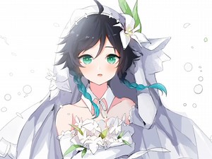 可爱的温迪穿上了婚纱