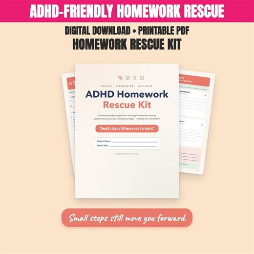 ADHD Homework Rescue Kit Printable Homework Tracker Missing Assignment Log Priority Matrix and Catch up Planner for Students - Etsy