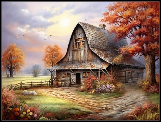 Autumn Barn - Counted Cross Stitch Patterns - Printable Chart PDF Format Needlework Embroidery Crafts DIY DMC Color - Color Symbols - Etsy