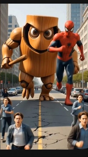 Spider-man vs brainrot giant running in the city #spiderman #brainrot #animation