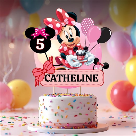 Minnie Mouse Cake Topper, Birthday Party Decor (digital Download) - Etsy