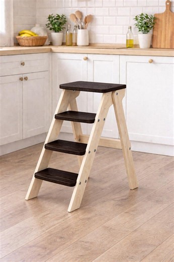 Foldable Wooden Step Stool With Shelf | Kitchen Step Ladder | Toddler Helper Stool | Compact Folding Stool | Holds 150 Kg - Etsy