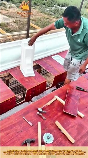 Best Method of Worker Installing Prefabricated Step Mold for Stair Formwork