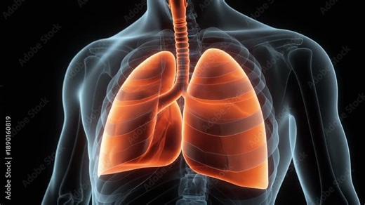 Realistic lung anatomy animation inflating and deflating with clean medical presentation healthcare science visualization education