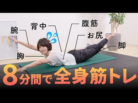 【忙しい人向け】8分間の全身筋トレ(腕・お尻・背中・腹筋・脚・胸・体幹)