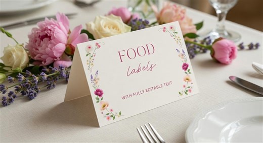 Baby Shower Food Labels Template, Editable Canva, Watercolor Floral Place Cards, Printable Instant Download - Etsy