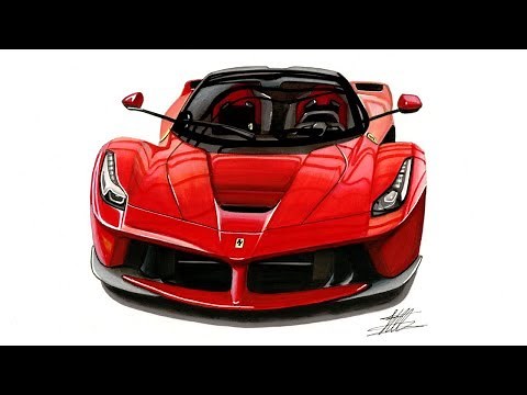 Realistic Car Drawing - Ferrari Laferrari - Time Lapse