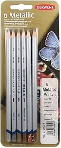 Derwent Traditional Pencils, 3.4mm Core, Metallic, Pack, 6 Count (0700055)