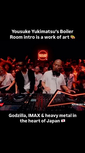 DJ Lovers Club on Instagram: "@yousukeyukimatsu with an INSANE intro to his @boilerroomtv set in TOKYKO 🇯🇵 Godzilla, IMAX and Heavy metal to warm the people up 🔥 There’s a REASON this man is making waves 🌊 DM us ‘CLUB’ to sign up for the latest Giveaways, New Music, Dance Music News and more! . #yousuke #boilerroom #boilerroomtv #japan #tokyo #tokyorave"