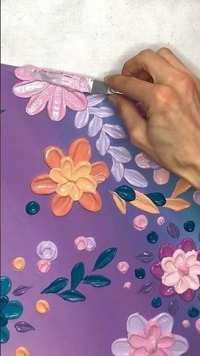 Structured Art ➡️ Blütenblätter mit Strukturpaste #diy #art #painting #craft